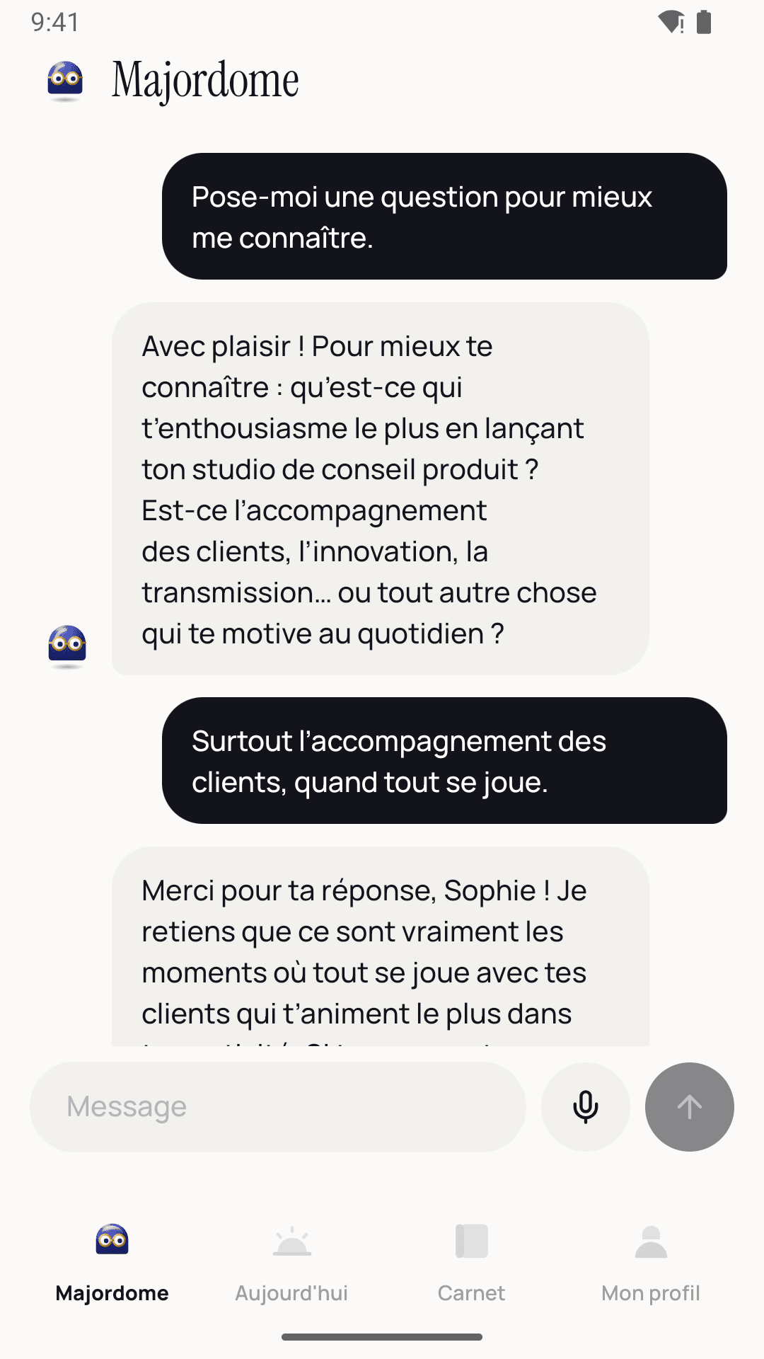La conversation avec le majordome, où se formule une demande