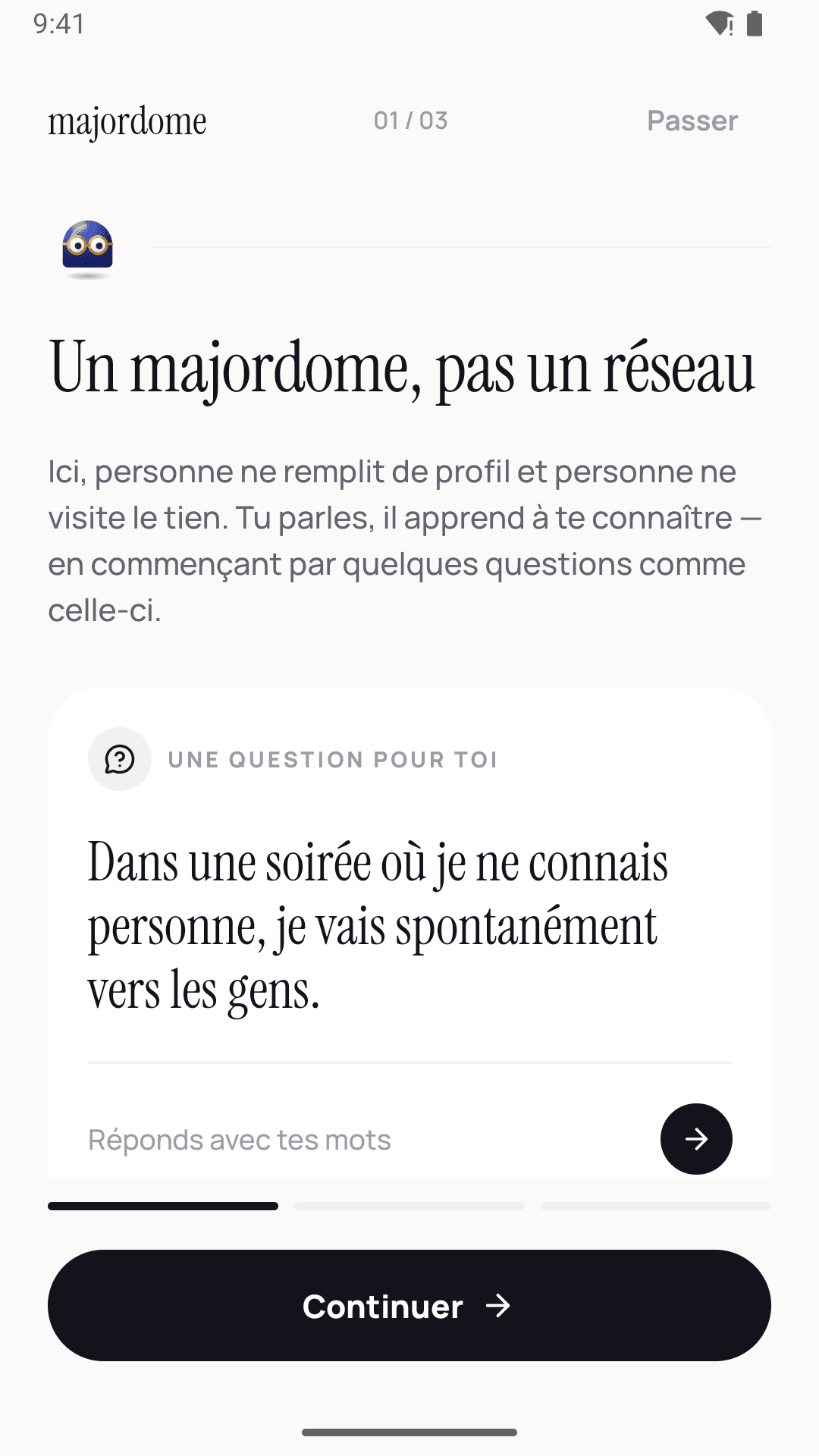 Les premières questions du majordome, posées en langage naturel